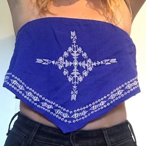 LF blue embroidered tub top